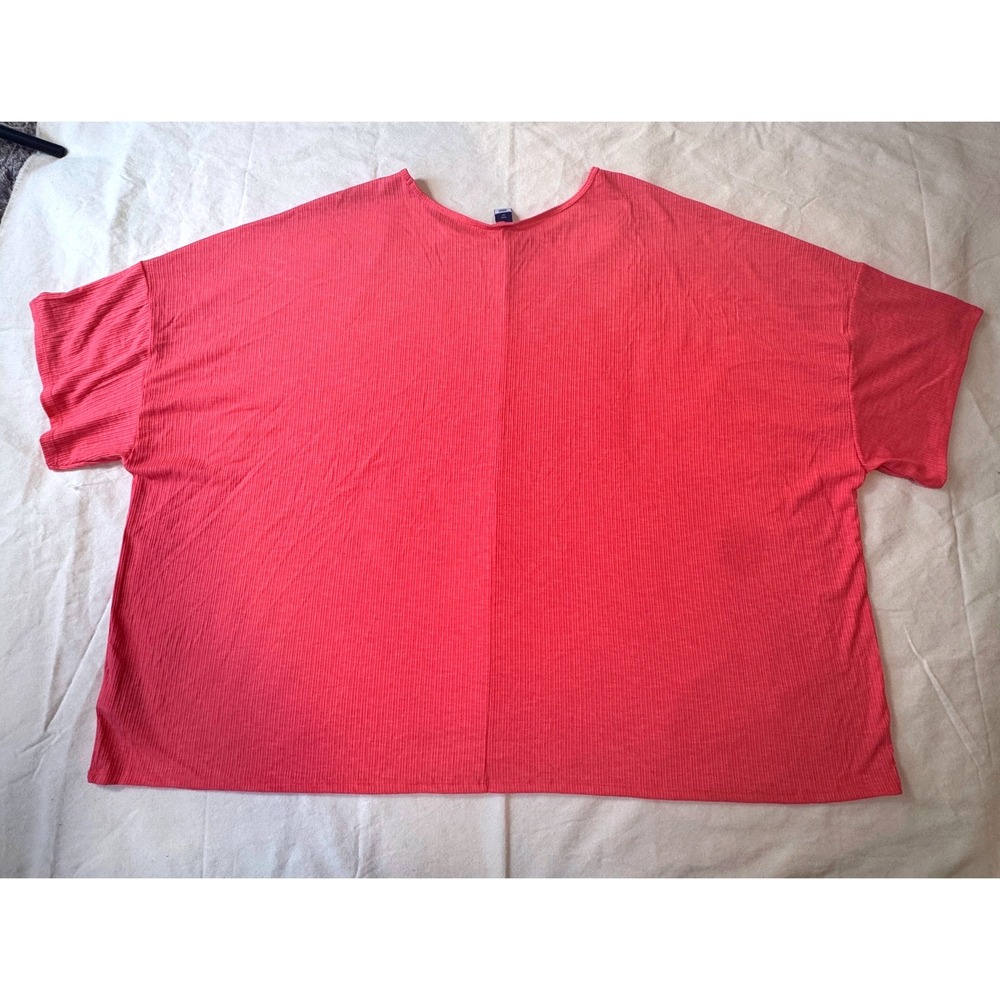 Old Navy Luxe Ribbed Oversized Top Coral Pink 4X Plus Size Stretch Comfort Soft - Picture 2 of 6